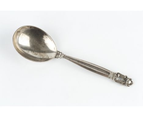 A DANISH SILVER ACORN PATTERN SPOON, by Georg Jensen, 17cm long Condition report: in good condition, minor scratches.