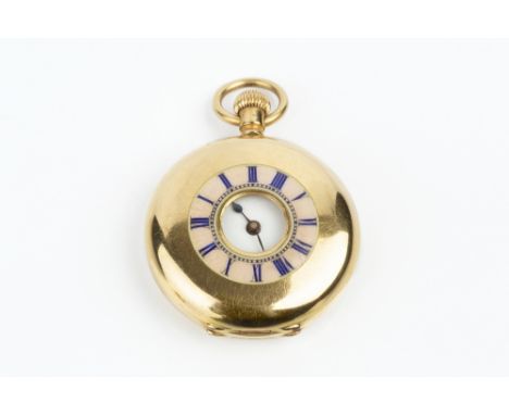 A LATE VICTORIAN HALF HUNTER FOB WATCH BY J W BENSON, the circular white dial with Roman numerals, to a signed keyless wind ¾