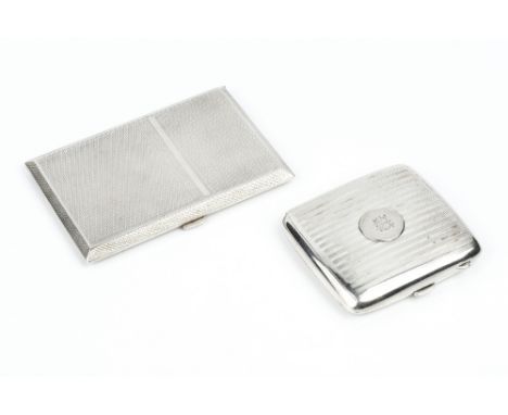A SILVER RECTANGULAR CIGARETTE CASE, with engine turned decoration, by S Blanckensee & Son, Birmingham 1940, 12cm high, and a