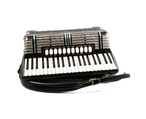 German piano accordion, Hohner Morino IV N, with hard fitted case.