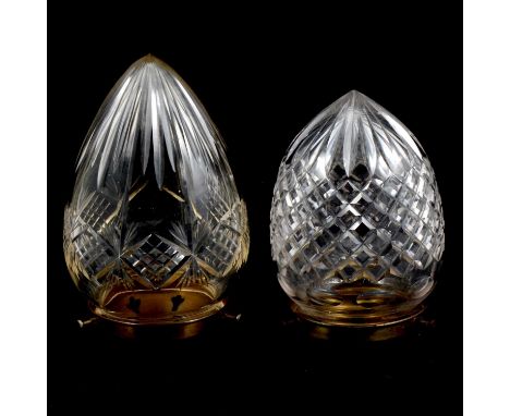 Edwardian cut glass pendant light fitting, 19cm; another similar, 17cm. (2)