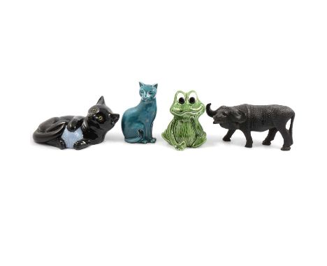 Two boxes of ceramic animal figurines, including Goebel, Poole, Royal Osborne China, etc.