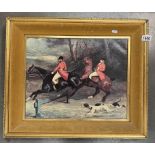 A gilt framed oil on canvas Fox Hunting by Dreux