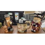 A Beswick character teapot & 2 Toby jugs