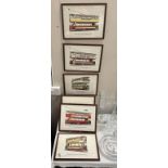 Six framed & glazed prints of trams COLLECT ONLY