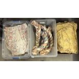A quantity of curtains of various size, length & style & 6 plaited tie backs COLLECT ONLY