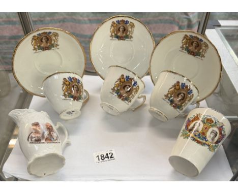 A quantity of commemorative cups, saucers, jug &amp; beaker