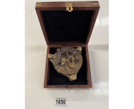 A teak cased nautical compass / sextant 