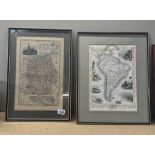 A Circa 1825 engraving map of Wiltshire by Pigota & Co & Another of South America engraved by J.