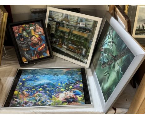 A quantity of 3D pictures including Superman, Butterflies, Tropical fish etc COLLECT ONLY