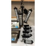 A vintage wrought iron ceiling light with 4 wall lights COLLECT ONLY