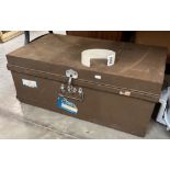 A metal travel trunk (Boac labels) - 74cm x 44cm x 29cm COLLECT ONLY
