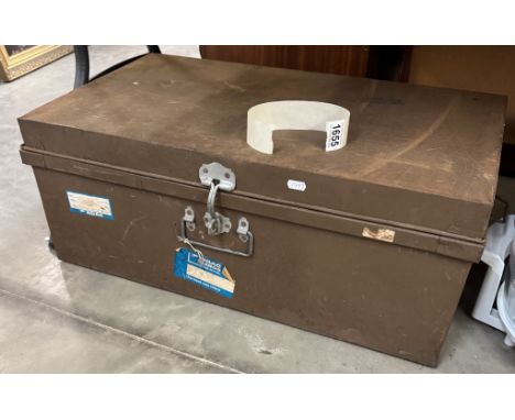 A metal travel trunk (Boac labels) - 74cm x 44cm x 29cm COLLECT ONLY 