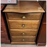 A dark wood stained 4 drawer chest with patinated brass handles COLLECT ONLY
