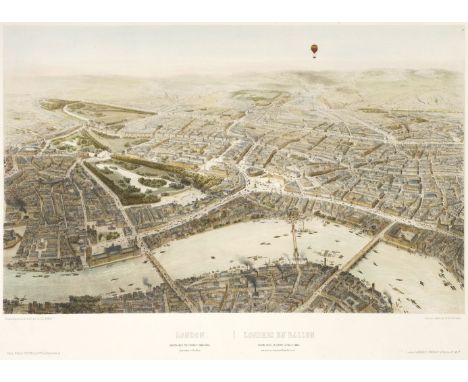 * Ballooning. Arnout (Jules), London. Charing Cross, The Strand, St James Park, View taken in Balloon, published Paris Lemerc