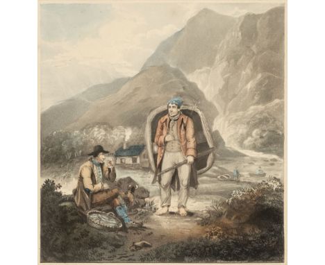 * Harding (J. W.). Four (of six) plates from 'Sketches in North Wales', Fishermen, Brickmakers, Cottagers [and] Washerwomen, 