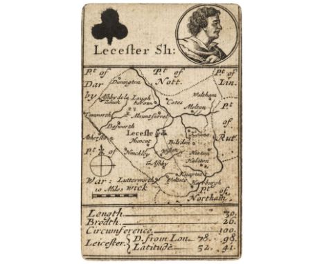 Leicestershire. Morden (Robert), Lecester Sh: Playing card map, circa 1676, uncoloured engraved 'playing card map' with the s