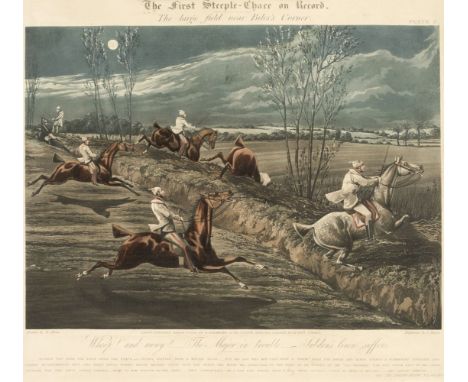 * Harris (John). The First Steeple Chase on Record, plates 1 - 4, Ipswich, the Watering-place behind the Barracks, The Large 