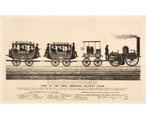 * Jarmy (Thomas, after). View of the First American Railway Train, as it appeared ready for starting on the Mohawk and Hudson