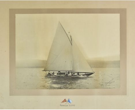 * Yachting. A pair of photographs of racing yachts, circa 1900, gelatin silver print, the first of Fenella, CCYC [Clyde Corin