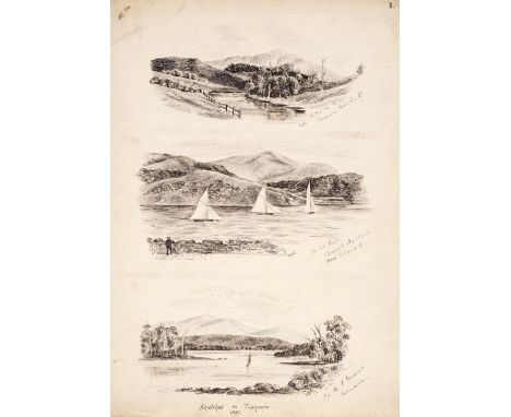 * [Australia &amp; Indonesia]. Sketches of Tasmania, Torres Strait and Bali Strait by W. H. Rotheram, Royal Engineers, 1886, 