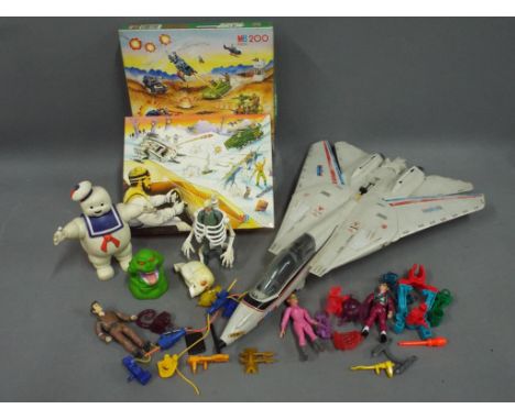 GI Joe, MB Games, Action Force, Ghostbusters - A mixed lot of unboxed action figures, toys and puzzles. Lot contains two boxe