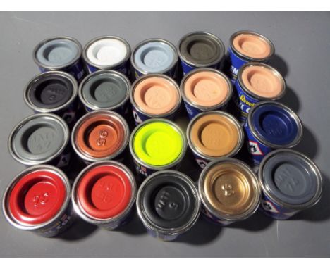Revell Enamel Paints - a quantity of 20 Email Color 14 ml enamel paint tins of assorted colors and finishes for model buildin