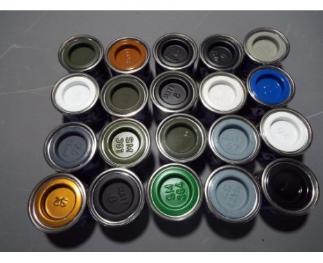 Revell Enamel Paints - a quantity of 20 Email Color 14 ml enamel paint tins of assorted colors and finishes for model buildin