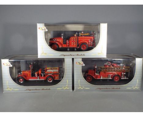 Signature Models - Three boxed 1:24 scale diecast model Fire Vehicles by Signatute Models. Lot consists of 32313 1926 Ford Mo