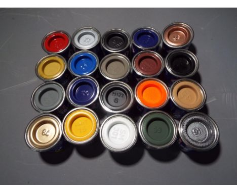 Revell Enamel Paints - a quantity of 20 Email Color 14 ml enamel paint tins of assorted colors and finishes for model buildin