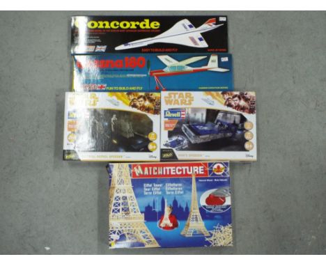 Revell, DPR Models, and Others - Five boxed model kits in various scales. Lot includes Revell 06769 Hans Speeder; DPR Models 