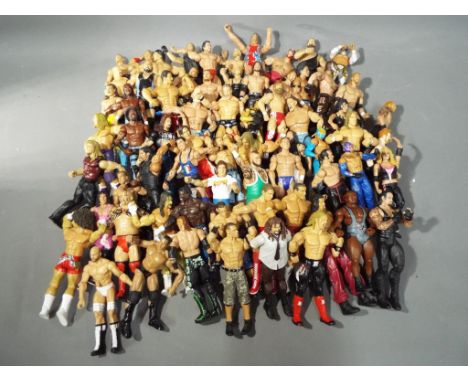 JAKKS Pacific, Mattel, WWE, WWF - In excess of 50 WWE Wrestling Figures predominately by JAKKS. Lot includes Rey Mysterio; Ko