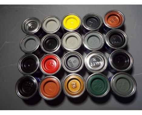 Revell Enamel Paints - a quantity of 20 Email Color 14 ml enamel paint tins of assorted colors and finishes for model buildin