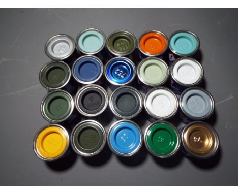 Revell Enamel Paints - a quantity of 20 Email Color 14 ml enamel paint tins of assorted colors and finishes for model buildin