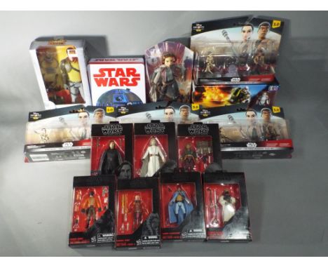 Star Wars, Hasbro, Disney - 15 boxed / carded action figures in various scales and toys. Lot includes Star Wars The Black Ser