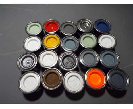 Revell Enamel Paints - a quantity of 20 Email Color 14 ml enamel paint tins of assorted colors and finishes for model buildin