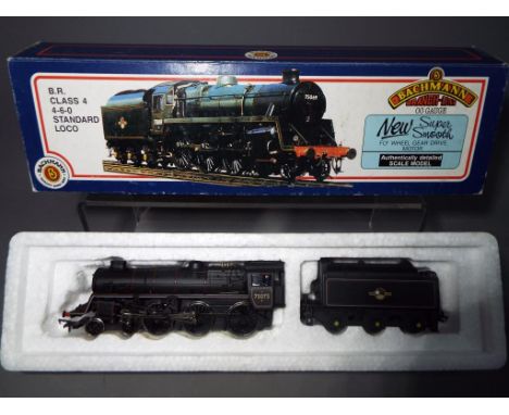 Bachmann - a boxed Bachmann OO Gauge Standard 4 4-6-0 steam locomotive and tender, 31105 Op.No.75075 in BR Black livery.Model
