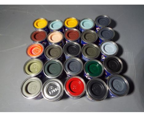 Revell Enamel Paints - a quantity of 20 Email Color 14 ml enamel paint tins of assorted colors and finishes for model buildin
