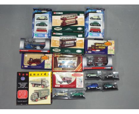 Corgi, Lledo, Hongwell, Vanguards, Matchbox - 17 boxed diecast model vehicles and sets in various scales. Lot includes Vangua