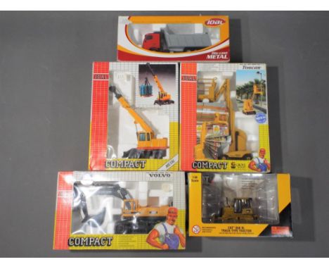 Joal, Norscott - Five boxed diecast construction model vehicles by Joal and Norscott. Lot includes Norscott #55192 CAT D6K XL