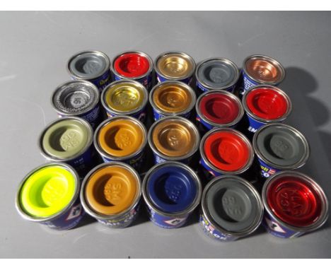 Revell Enamel Paints - a quantity of 20 Email Color 14 ml enamel paint tins of assorted colors and finishes for model buildin
