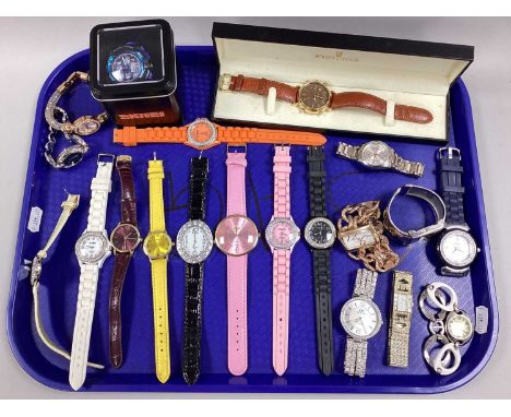 A Collection of Modern Wristwatches, to include DKNY, Festina, Skmei, NY London, Censi, etc.