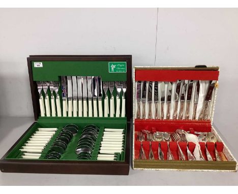An Eight Setting Canteen of Cutlery, in a wooden fitted box; Together with a part canteen of Valiant cutlery, in a fitted box