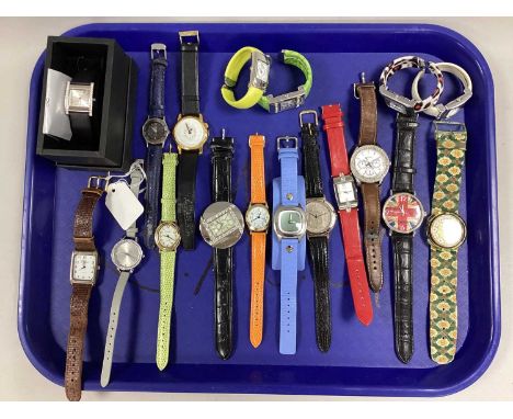 A Collection of Modern Wristwatches, including Pop Swatch, Fossil, Urban, Aurora, Reflex, etc :- One Tray