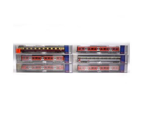 Roco HO gauge model railway passenger coaches, six including ref 64269, 64276 64277, 64278 control car DDAG 50 80; 44669 ABB 