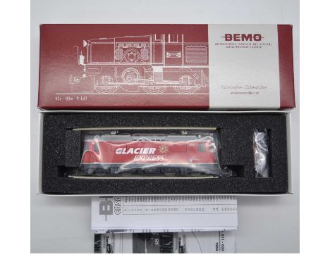 Bemo HOe model railway locomotive ref 1258 183 RhB Ge 4/4 II 623 'Glacier-Express', boxed.