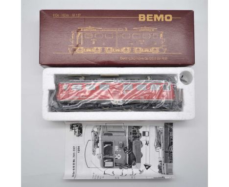 Bemo HOe model railway locomotive ref 1254 141 RhB Ge 6/6 II 701 'Reatia', boxed.