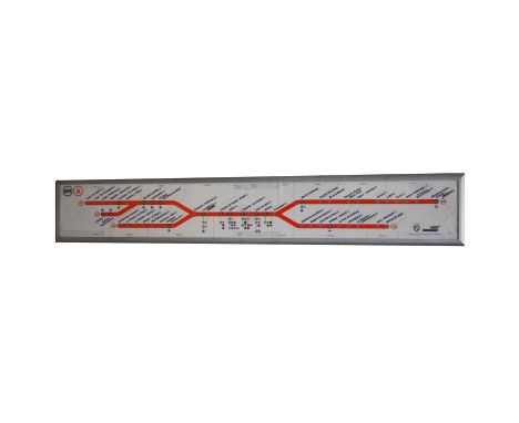 Original SNCF Paris line route train sign, light-up, zones 1 to 5, metal frame, 23cm by 141cm