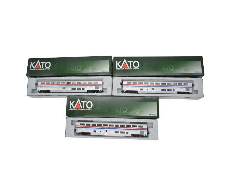 Kato HO gauge model railways Amtrak Superliner passenger coaches, seven various phase III coaches, including ref 35-6082 (x4)