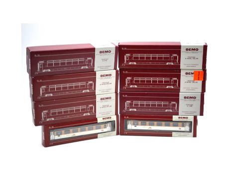 Bemo HOe gauge model railway passenger coaches, all 'Golden Pass', eight including ref 3295 319; 3296 317 (x2); 3296 316; 328